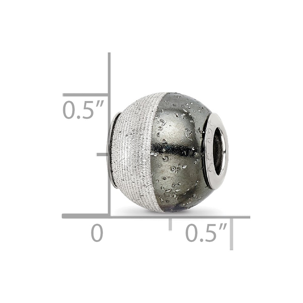 Sterling Silver Reflections Laser Etched and Black w/Sparkles Bead