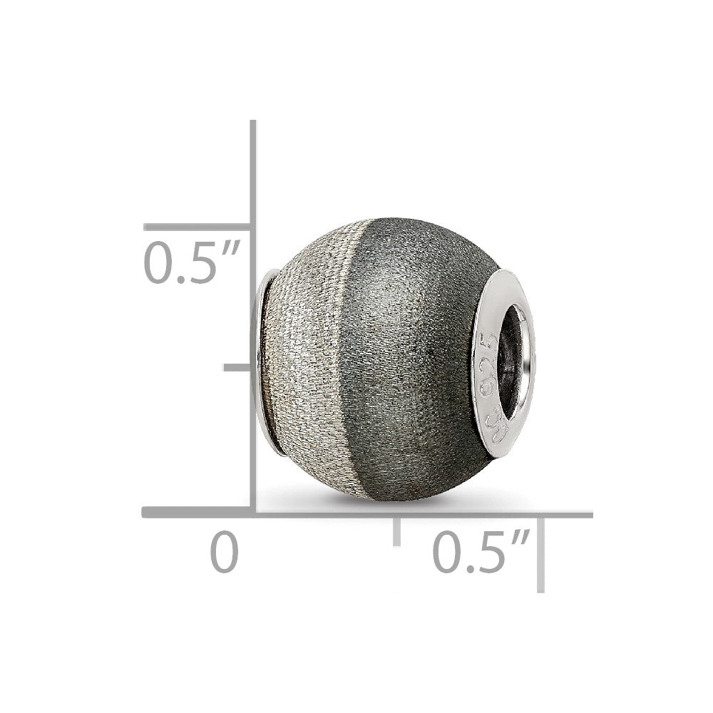 Sterling Silver Reflections Laser Etched and Black Matte Bead