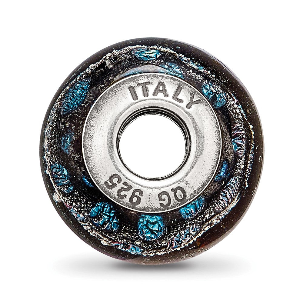 Sterling Silver Reflections Blue Dots Glass Bead