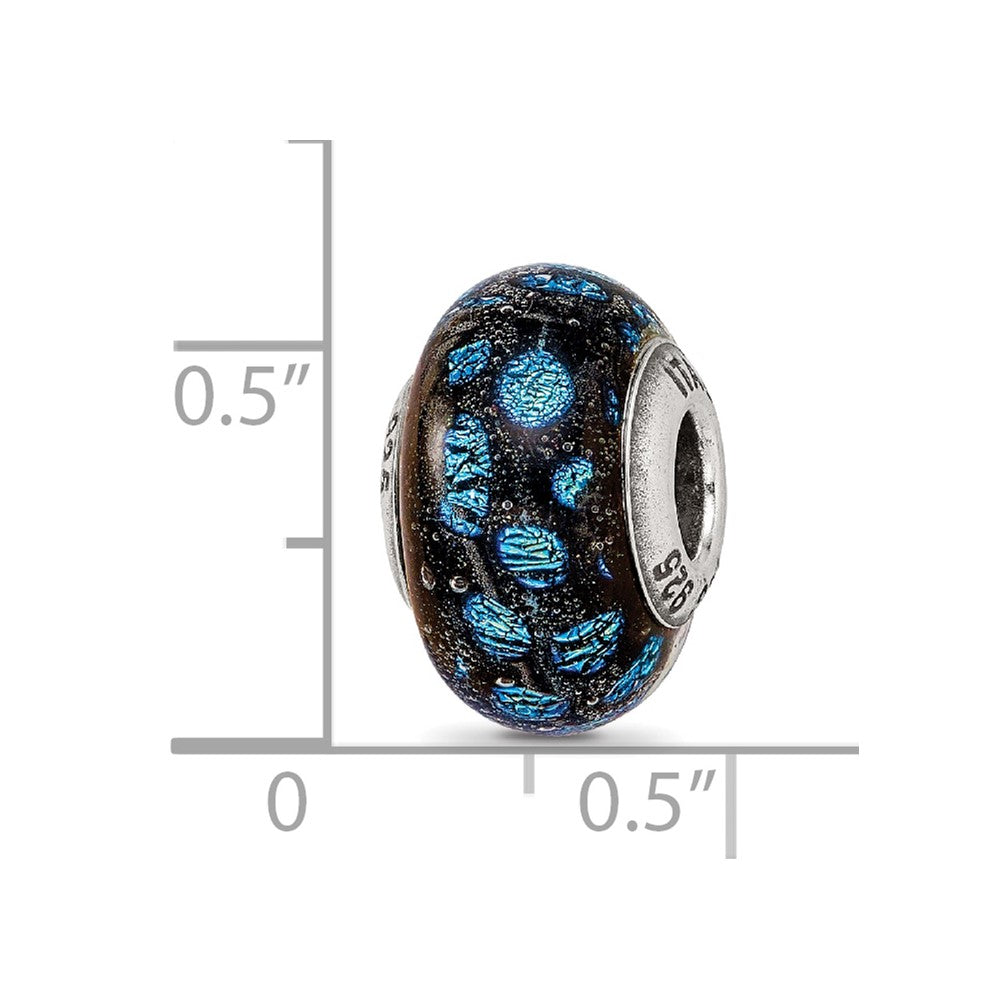 Sterling Silver Reflections Blue Dots Glass Bead