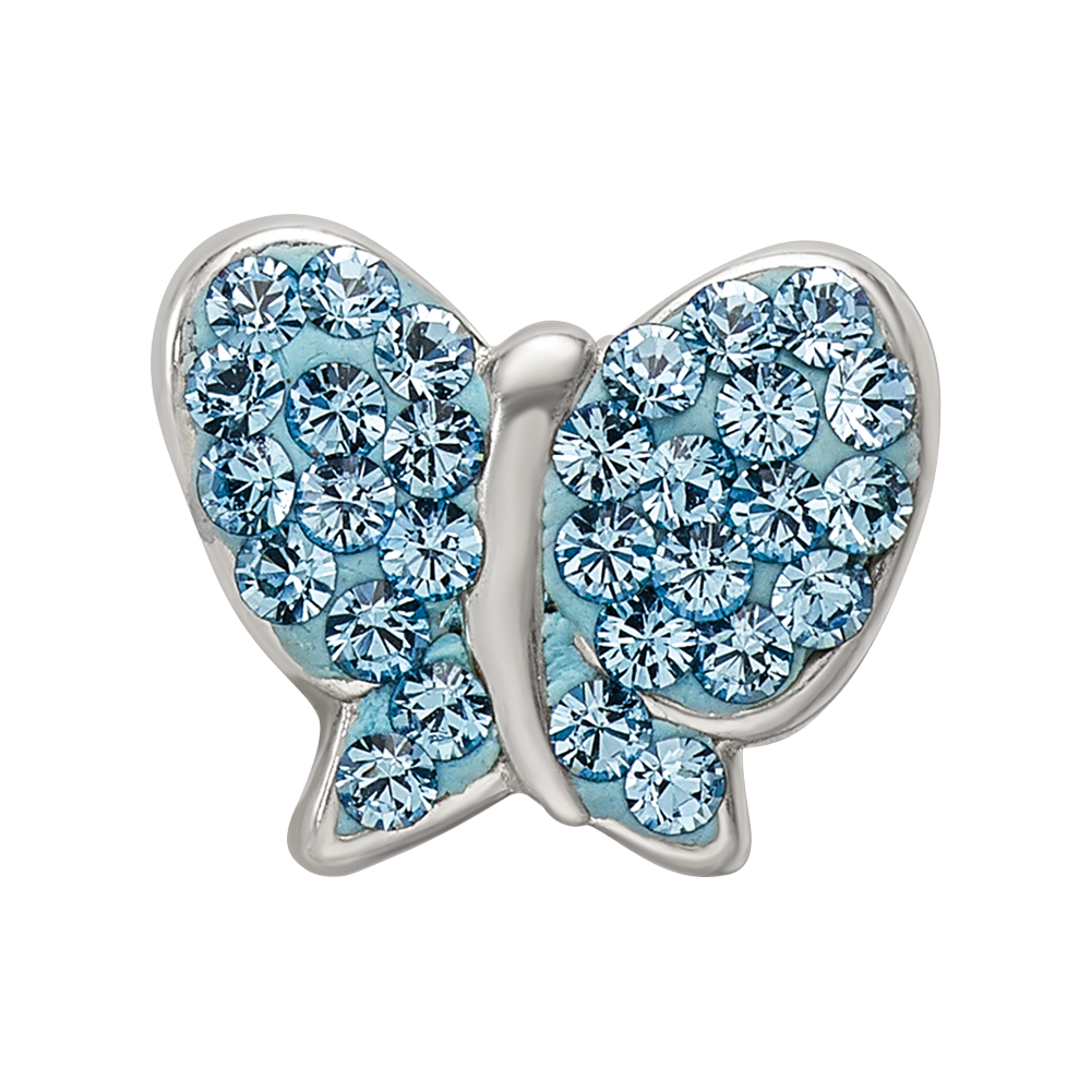 Sterling Silver Reflections Blue Preciosa Crystal Butterfly Bead