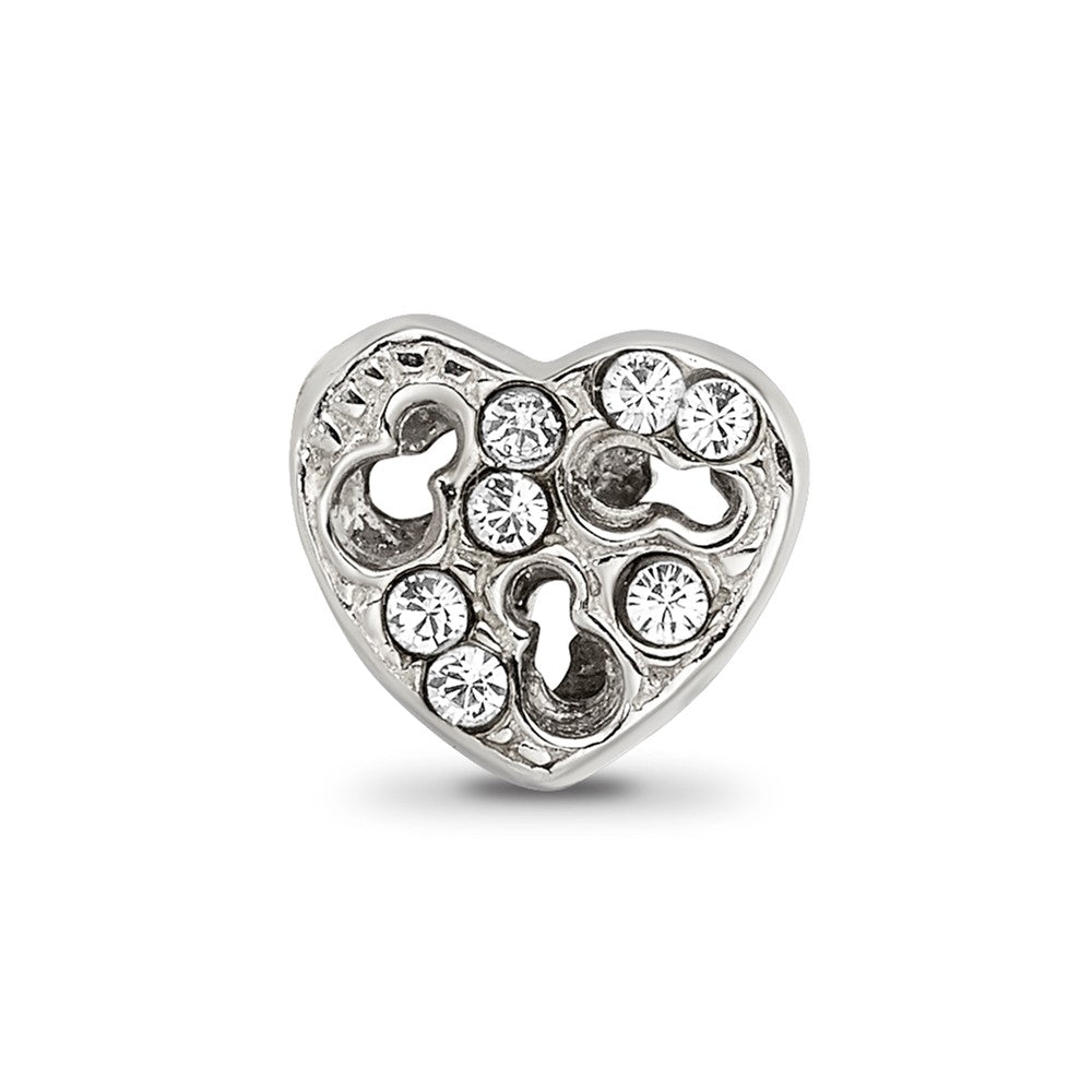 Sterling Silver Reflections Kids Cut-out Heart & Preciosa Crystal Bead