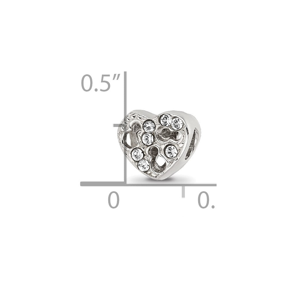 Sterling Silver Reflections Kids Cut-out Heart & Preciosa Crystal Bead