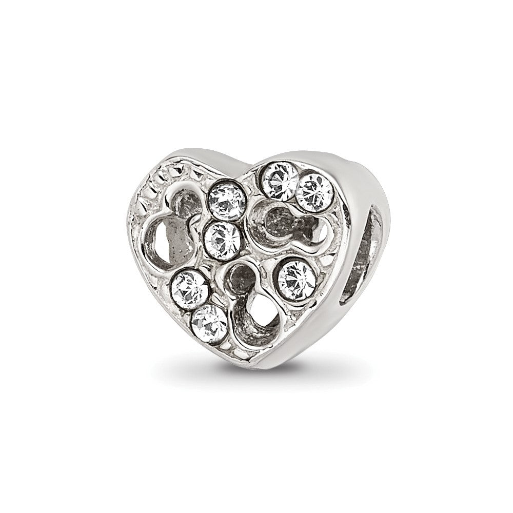 Sterling Silver Reflections Kids Cut-out Heart & Preciosa Crystal Bead