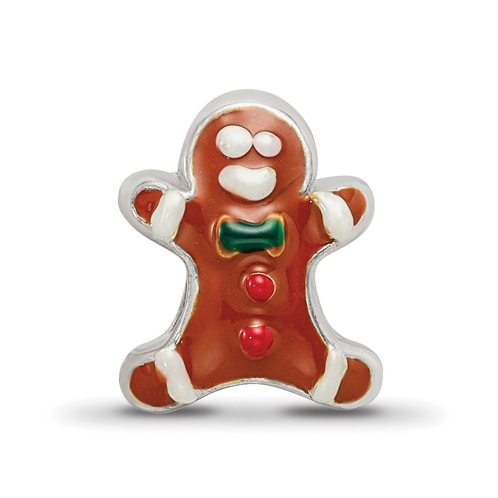 Sterling Silver Reflections Enameled Gingerbread Man Bead