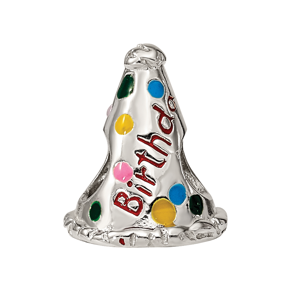Sterling Silver Reflections Enameled Happy Birthday Hat Bead
