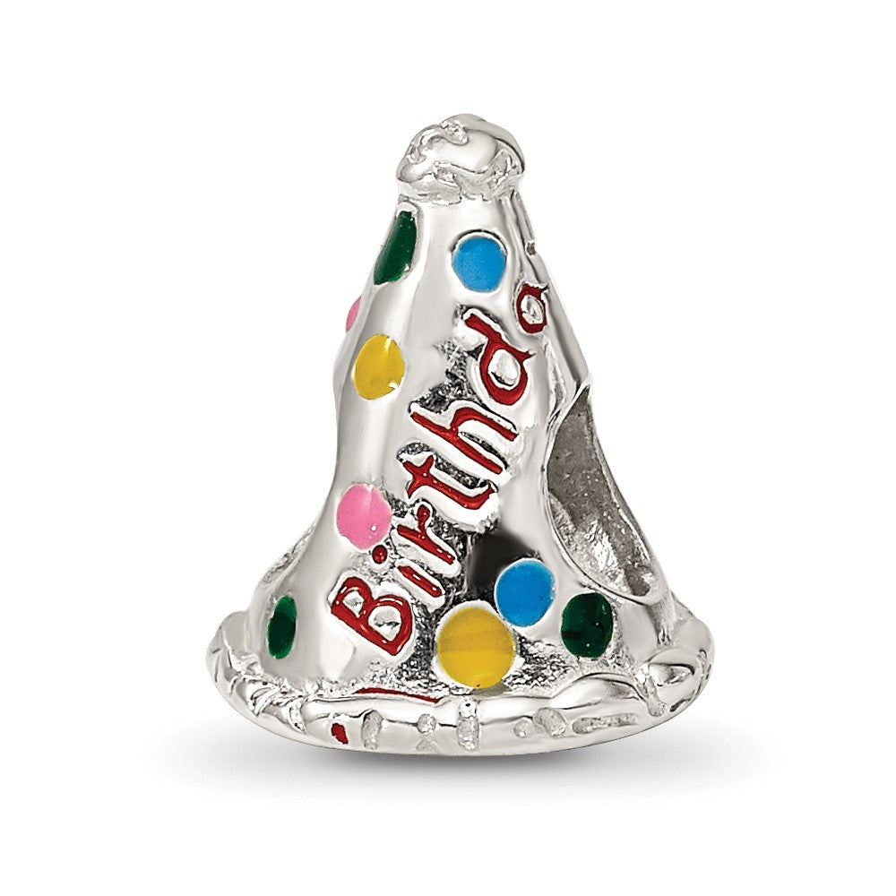 Sterling Silver Reflections Enameled Happy Birthday Hat Bead