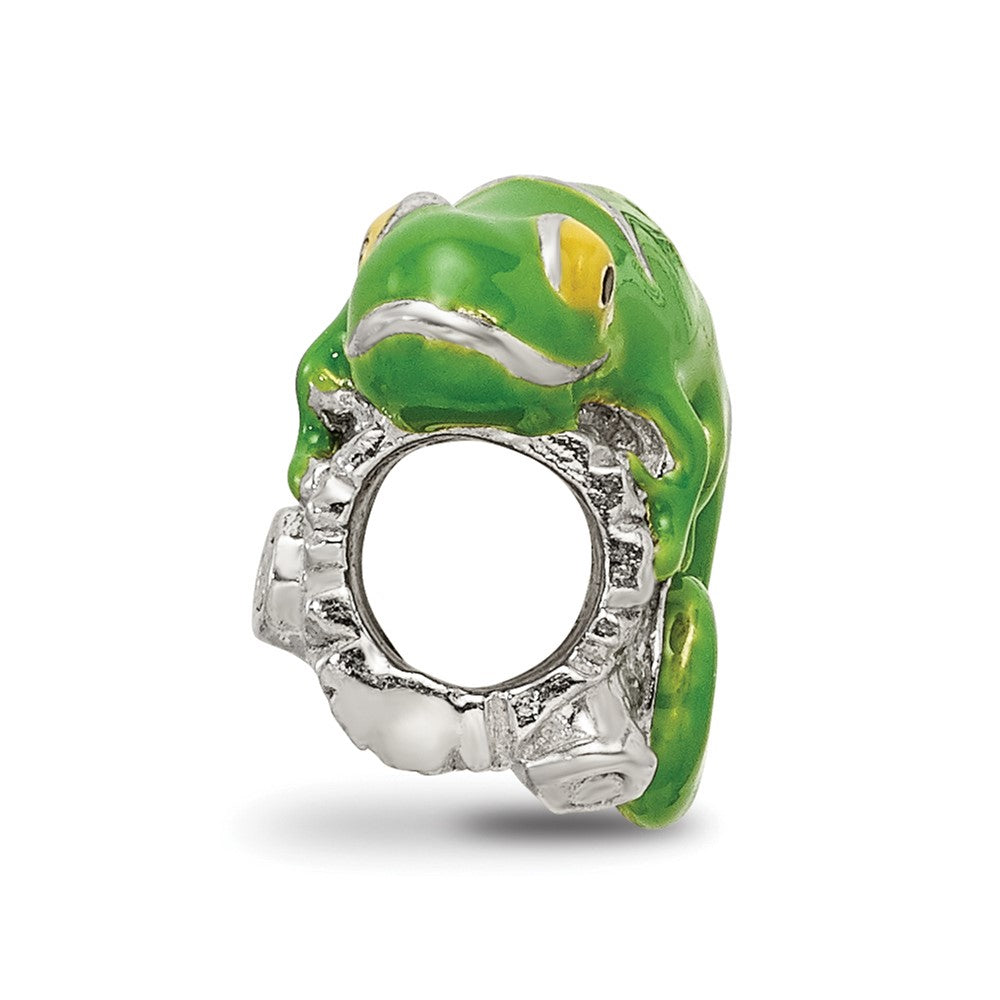 Sterling Silver Reflections Enameled Lizard on Log Bead