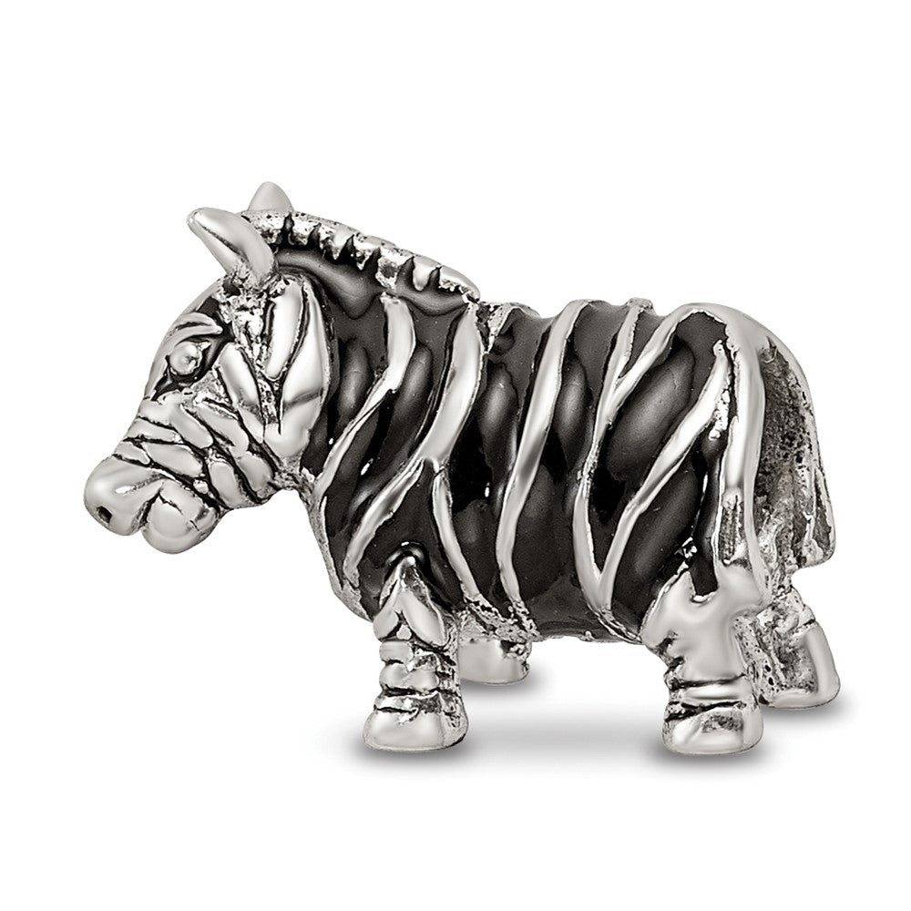 Sterling Silver Reflections Enameled Zebra Bead