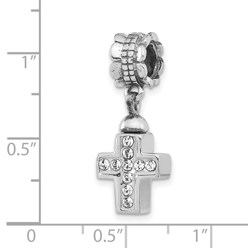 Sterling Silver Reflections Cross w/CZ Ash Dangle Bead