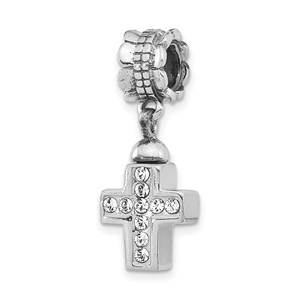 Sterling Silver Reflections Cross w/CZ Ash Dangle Bead