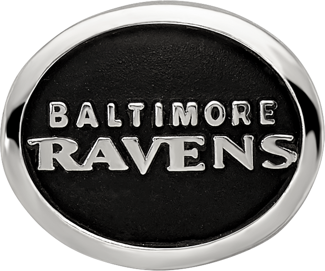 Sterling Silver LogoArt Enameled Baltimore Ravens NFL Bead Size: 10MM X 11MM