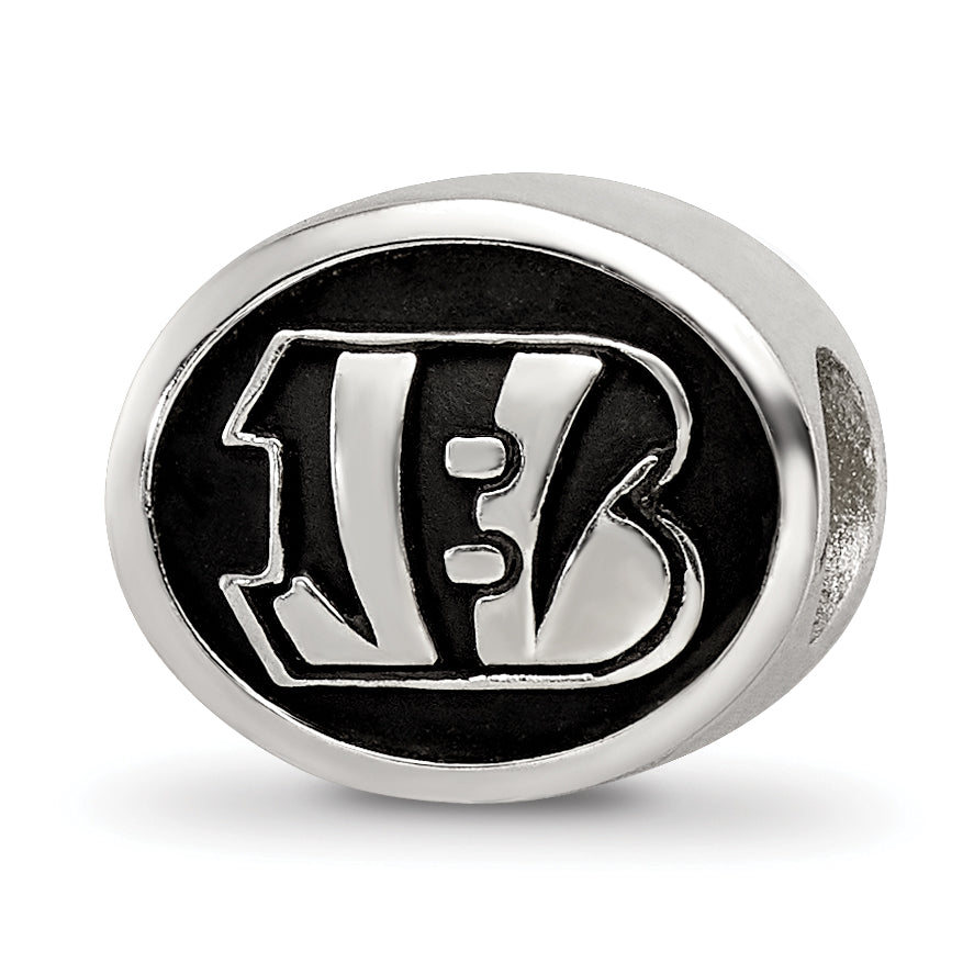 Sterling Silver LogoArt Enameled Cincinnati Bengals NFL Bead Size: 10MM X 11MM