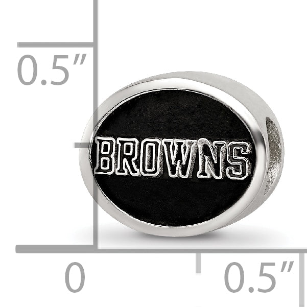 Sterling Silver LogoArt Enameled Cleveland Browns NFL Bead Size: 10MM X 11MM