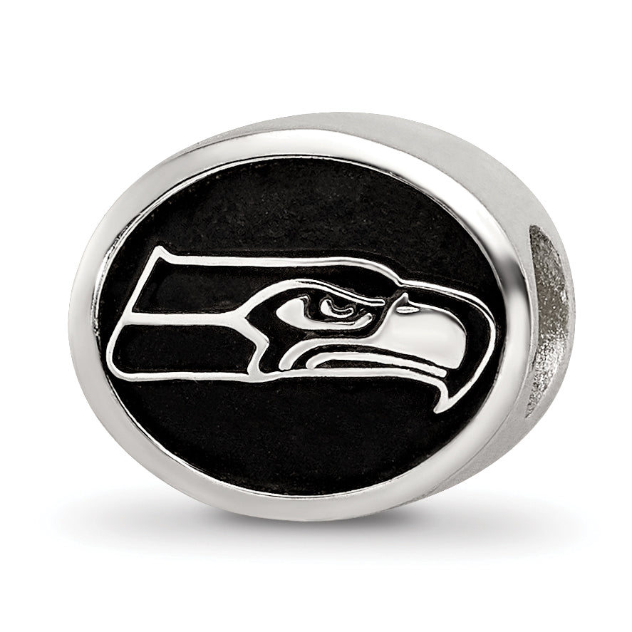 Sterling Silver LogoArt Enameled Seattle Seahawks NFL Bead Size: 10MM X 11MM