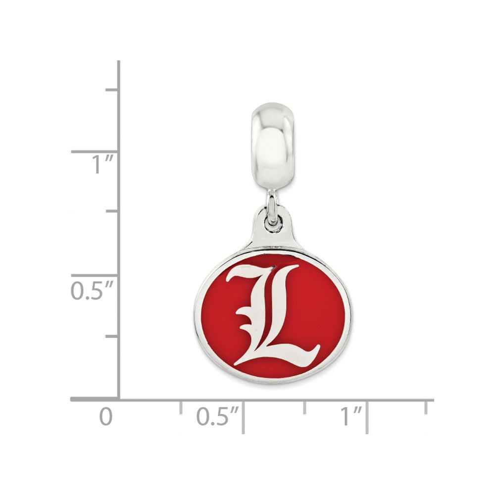 Sterling Silver University of Louisville Collegiate Enameled Dangle Bead