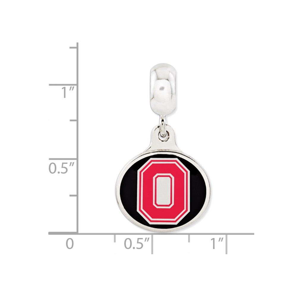 Sterling Silver Ohio State University Collegiate Enameled Dangle Bead