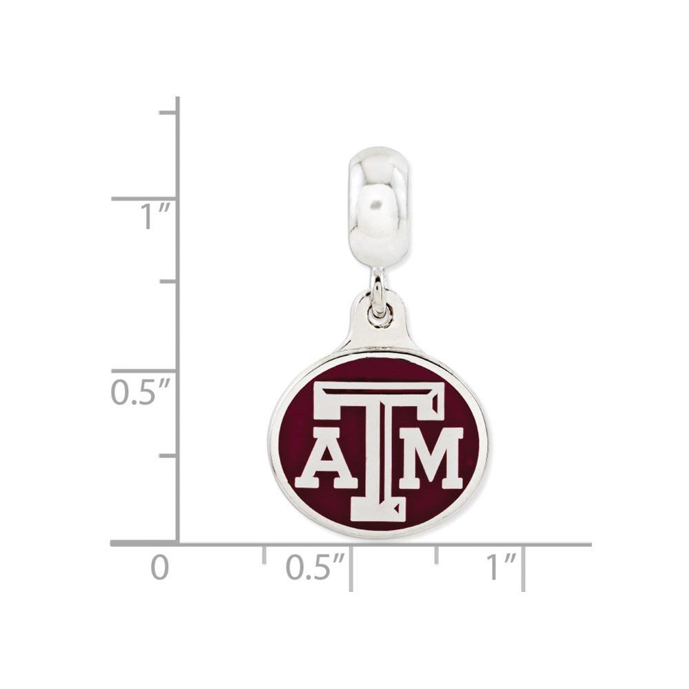 Sterling Silver Texas A & M University Collegiate Enameled Dangle Bead