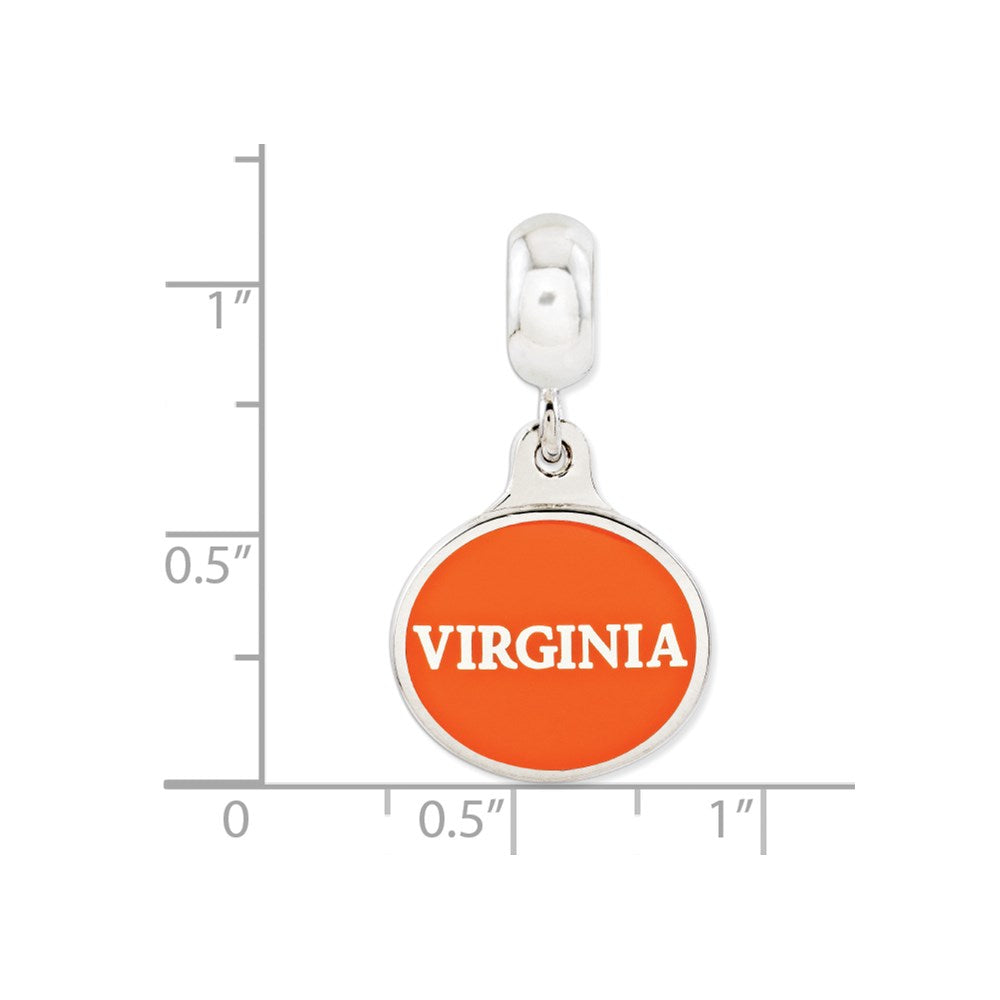 Sterling Silver University of Virginia Collegiate Enameled Dangle Bead