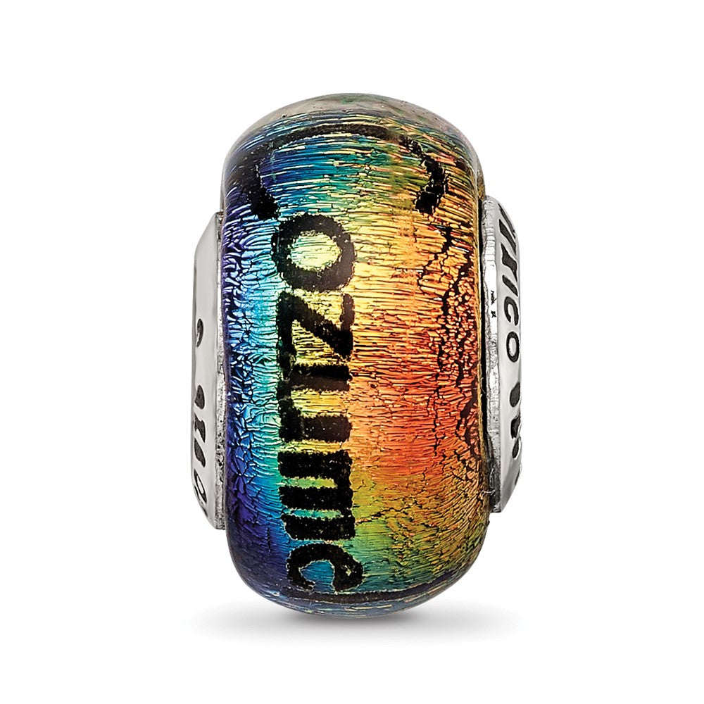 Sterling Silver Reflections Cozumel Orange Dichroic Glass Bead