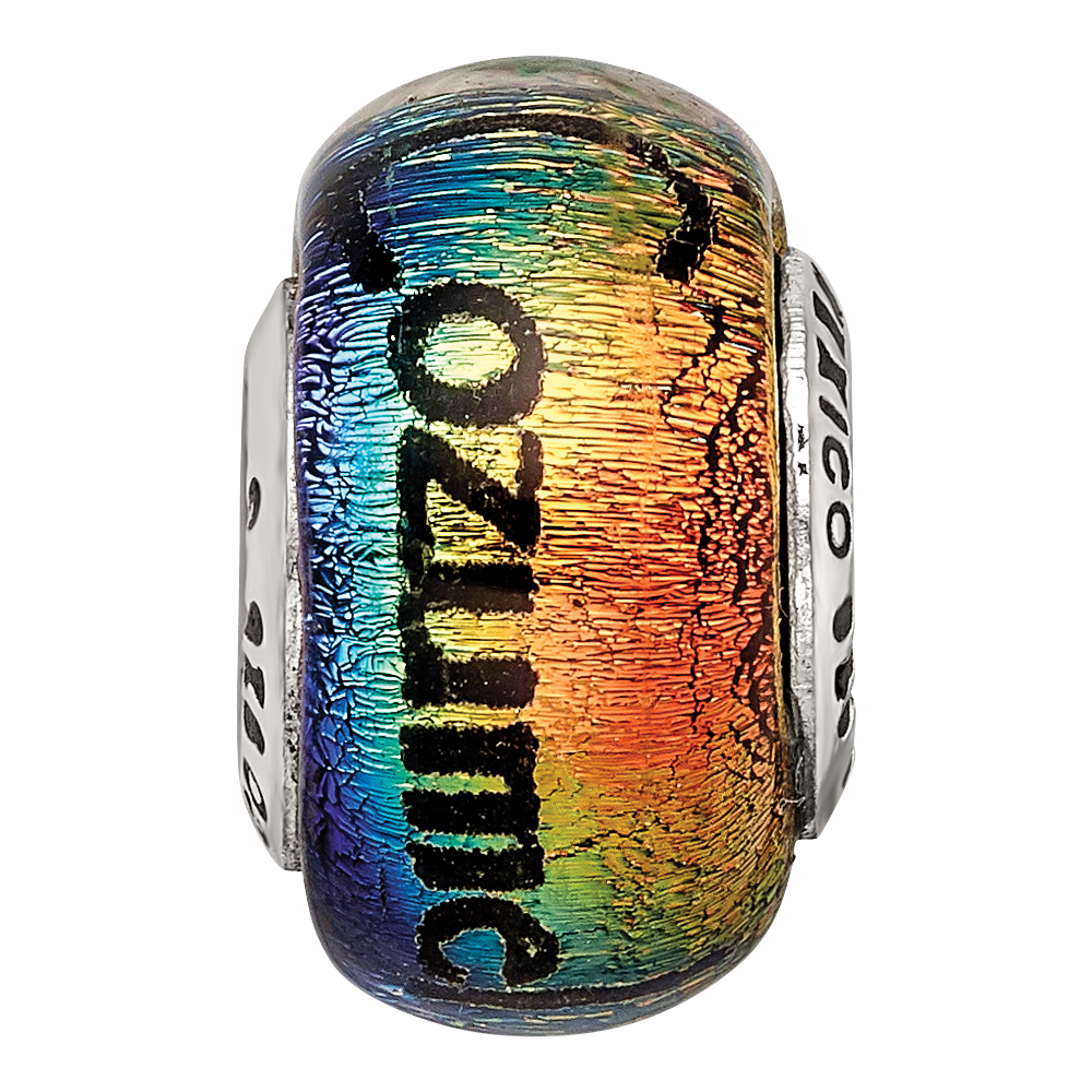 Sterling Silver Reflections Cozumel Orange Dichroic Glass Bead