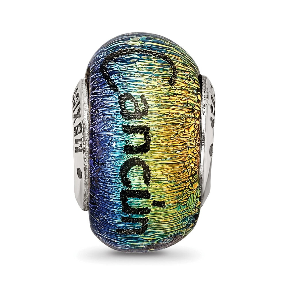 Sterling Silver Reflections Cancun Orange Dichroic Glass Bead