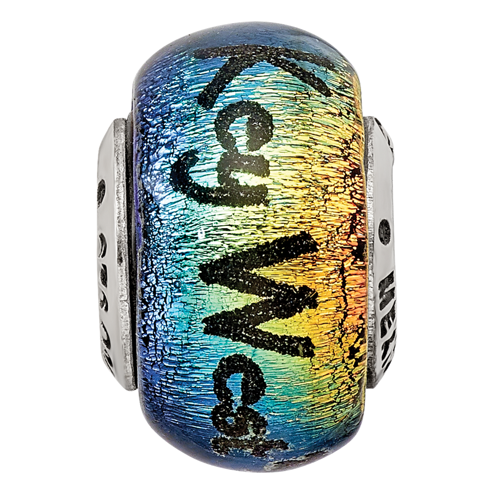 Sterling Silver Reflections Key West Orange Dichroic Glass Bead