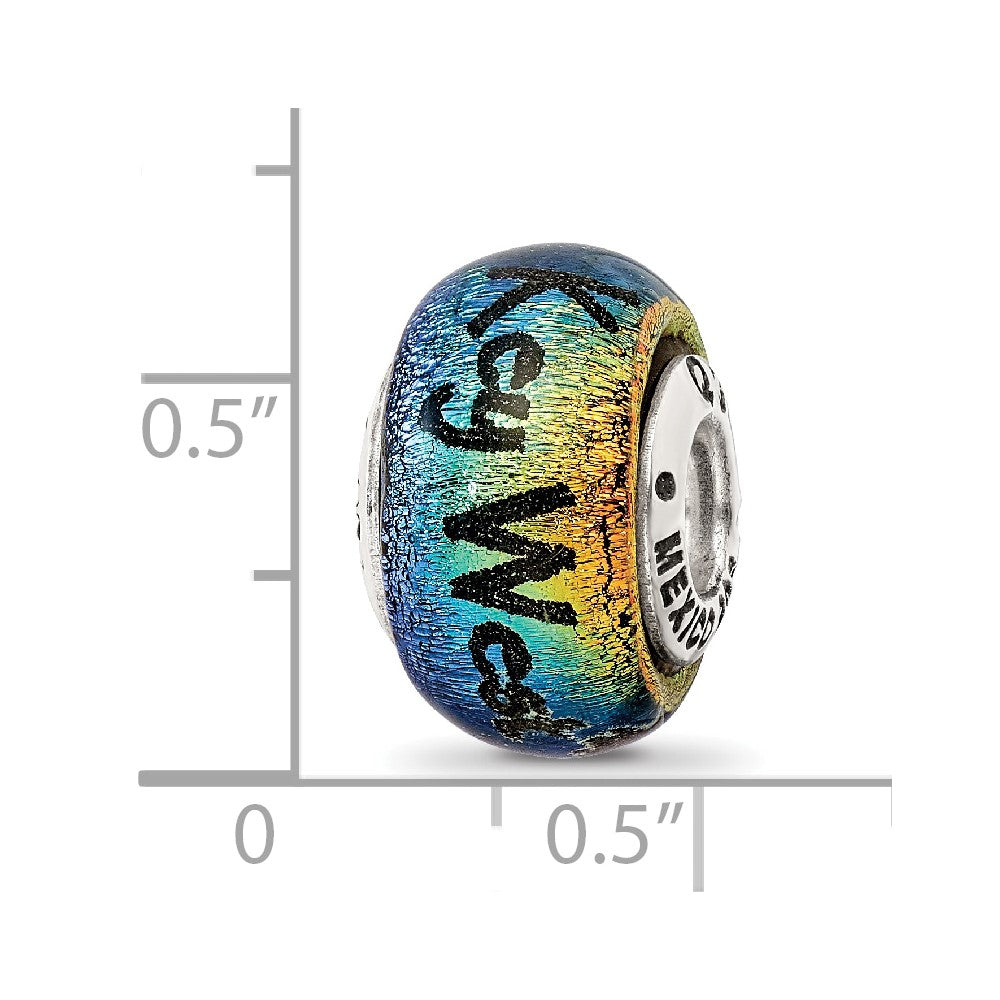 Sterling Silver Reflections Key West Orange Dichroic Glass Bead