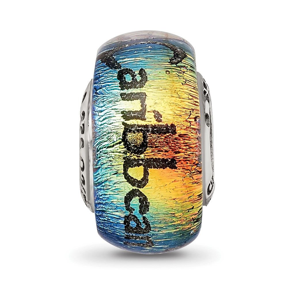 Sterling Silver Reflections Caribbean Orange Dichroic Glass Bead