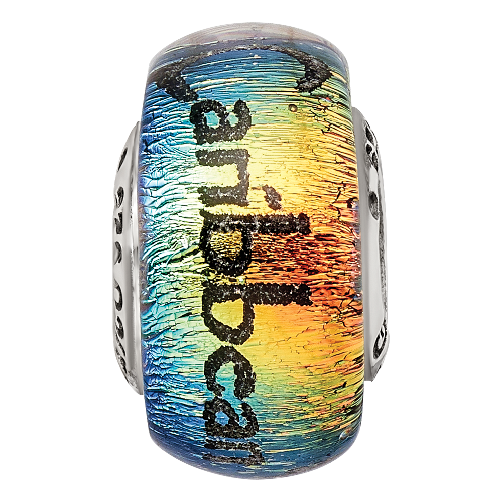 Sterling Silver Reflections Caribbean Orange Dichroic Glass Bead