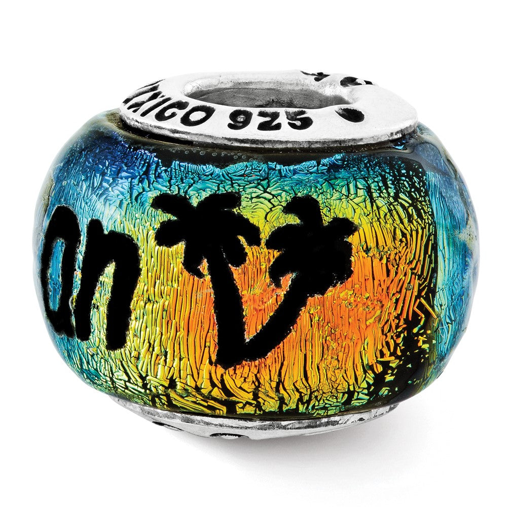 Sterling Silver Reflections Caribbean Orange Dichroic Glass Bead