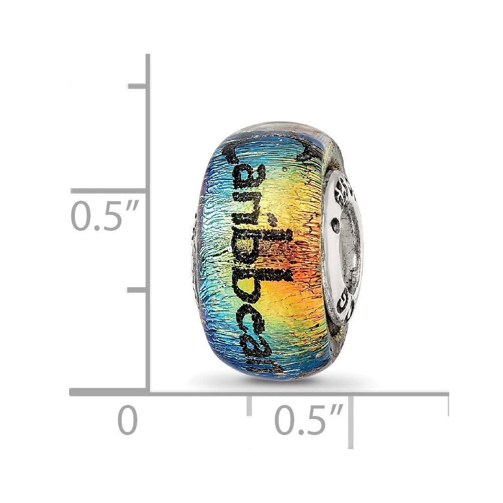 Sterling Silver Reflections Caribbean Orange Dichroic Glass Bead