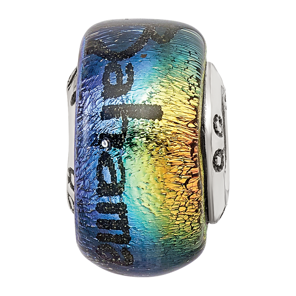 Sterling Silver Reflections Bahama Orange Dichroic Glass Bead