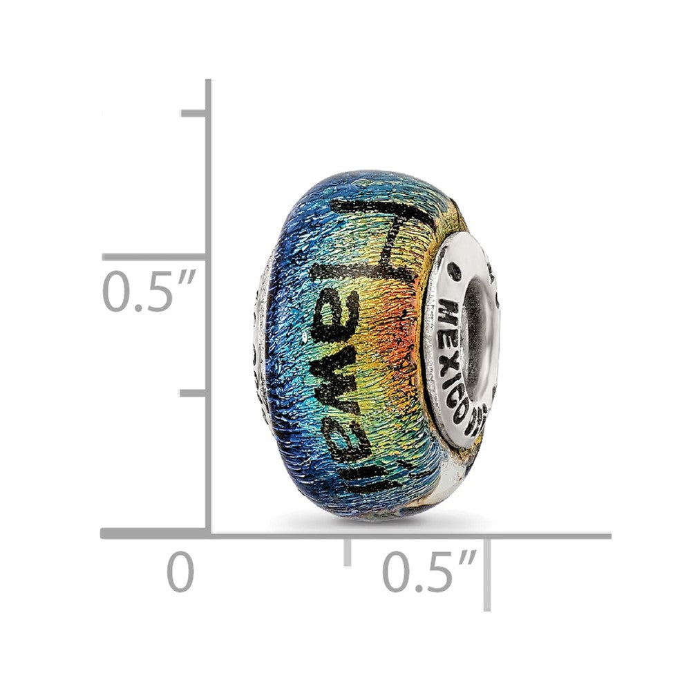 Sterling Silver Reflections Hawaii Orange Dichroic Glass Bead