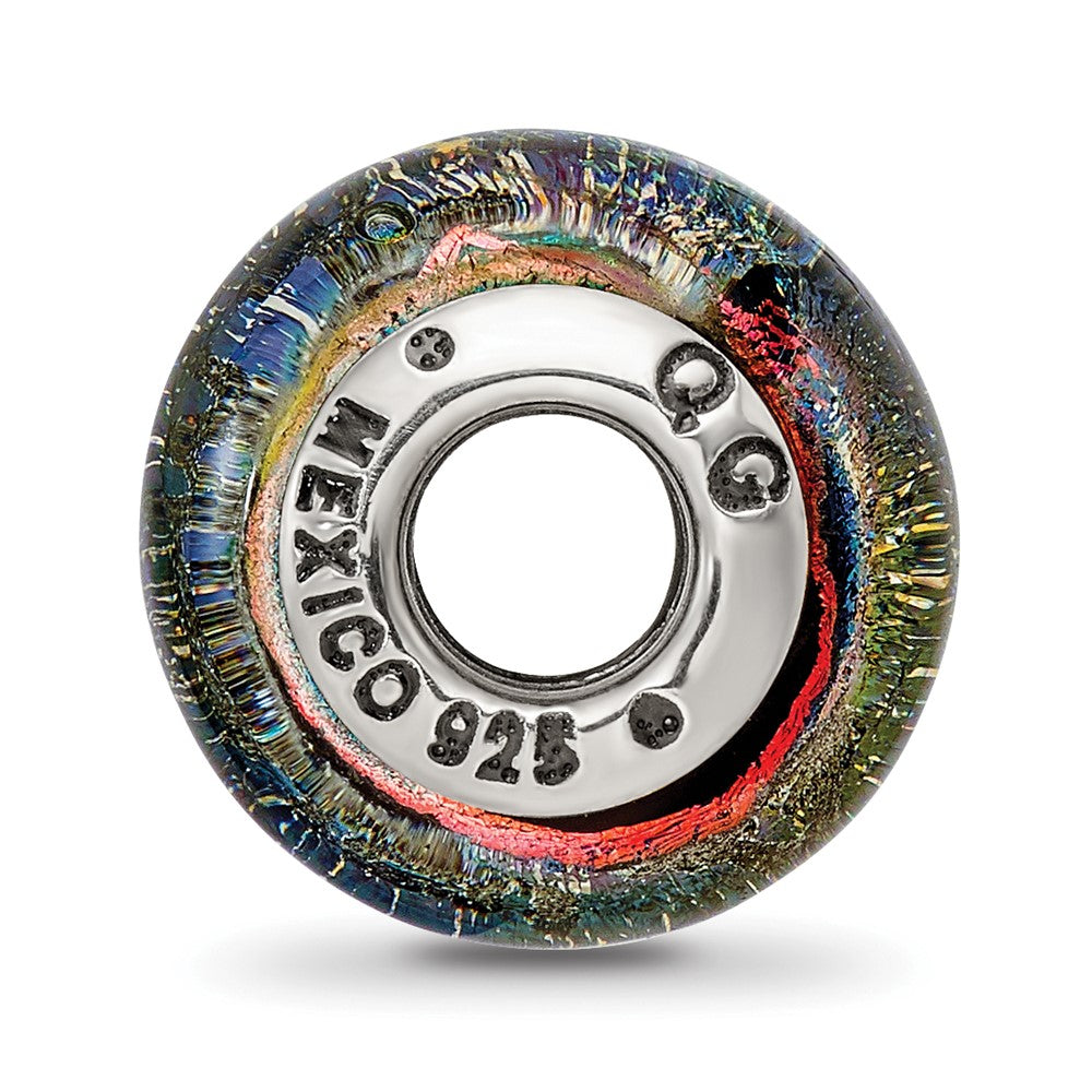 Sterling Silver Reflections St Maarten Orange Dichroic Glass Bead