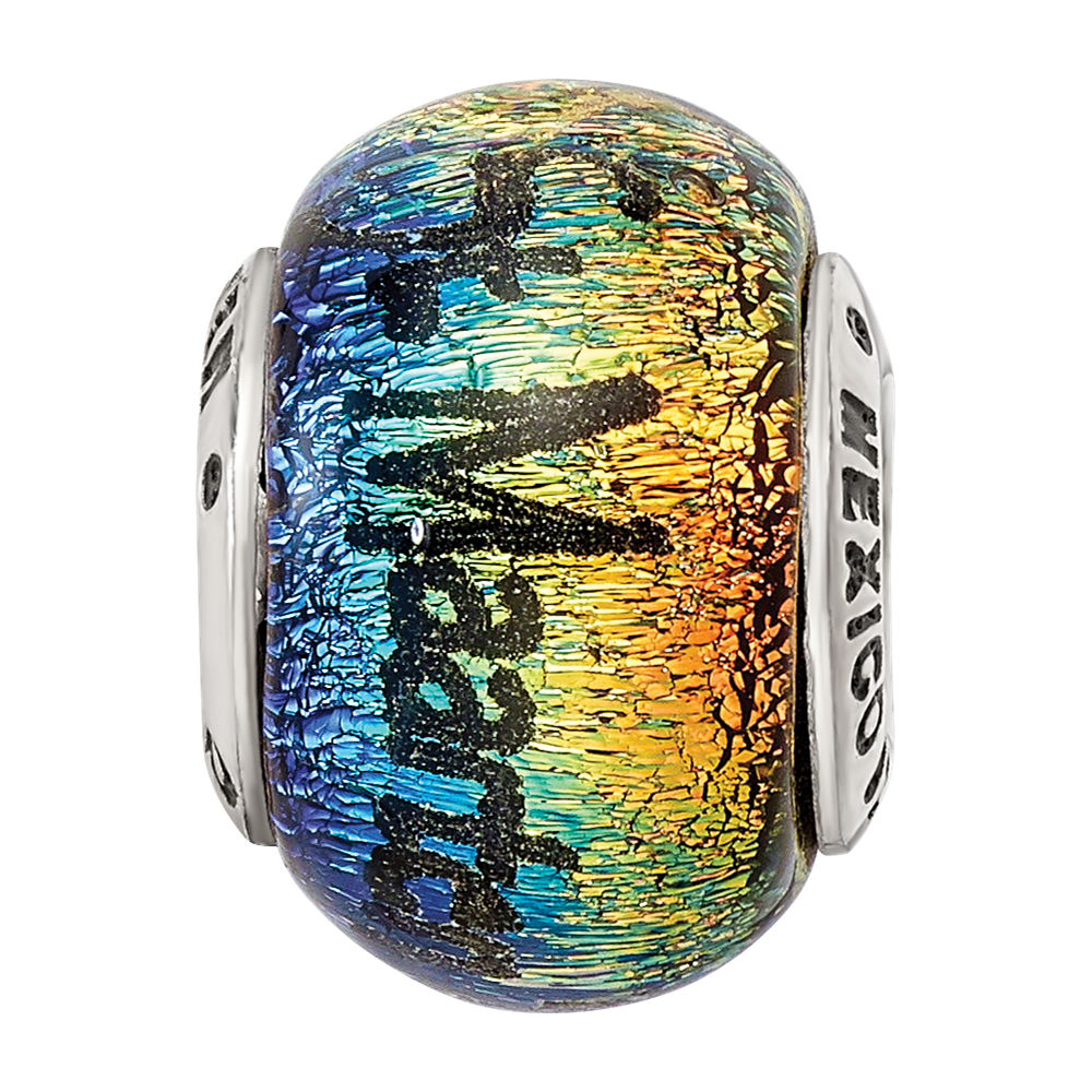 Sterling Silver Reflections St Maarten Orange Dichroic Glass Bead