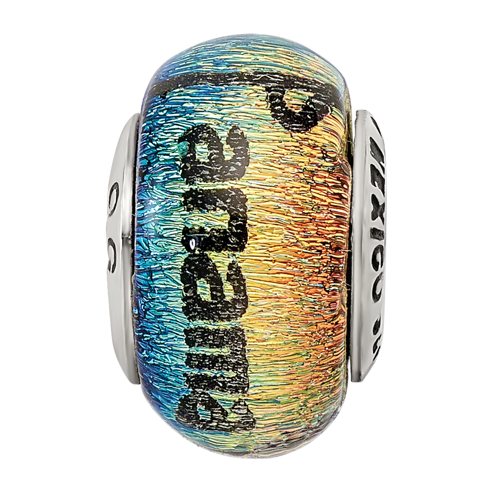 Sterling Silver Reflections Panama City Orange Dichroic Glass Bead