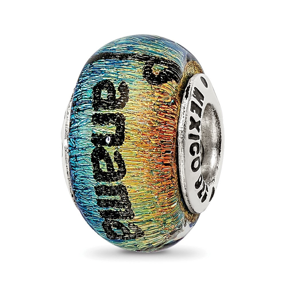 Sterling Silver Reflections Panama City Orange Dichroic Glass Bead