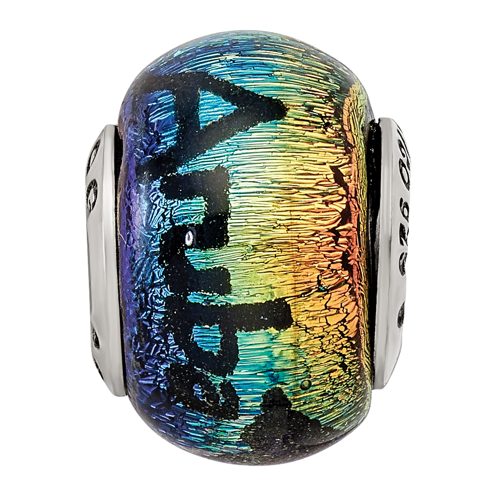 Sterling Silver Reflections Aruba Orange Dichroic Glass Bead