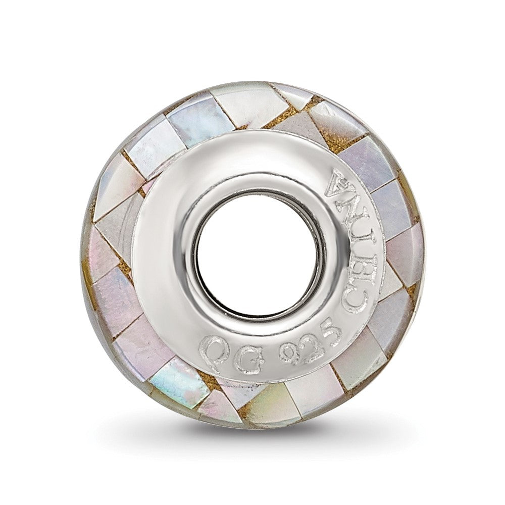 Sterling Silver Reflections Grey Mother of Pearl Mosaic Bead