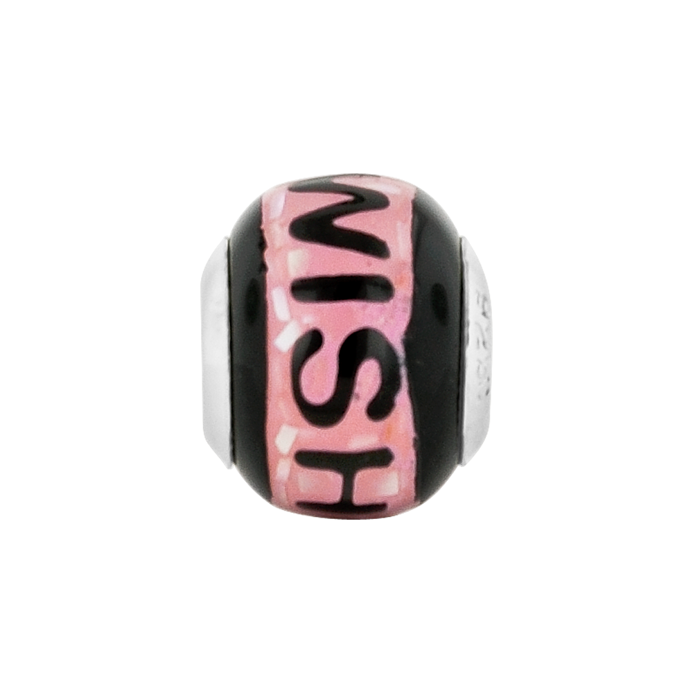 Sterling Silver Reflections Pink/Black MOP Wish Mosaic Bead