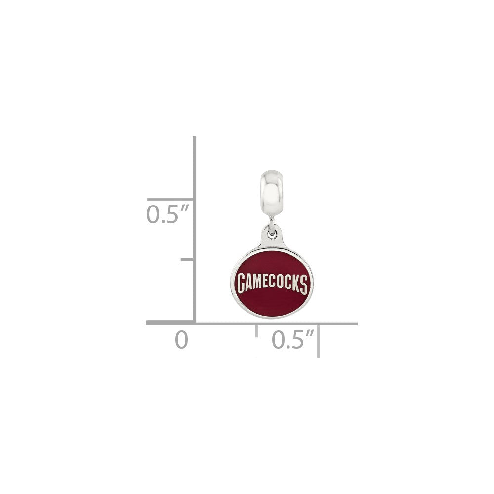Sterling Silver Univ. South Carolina Collegiate Enameled Dangle Bead