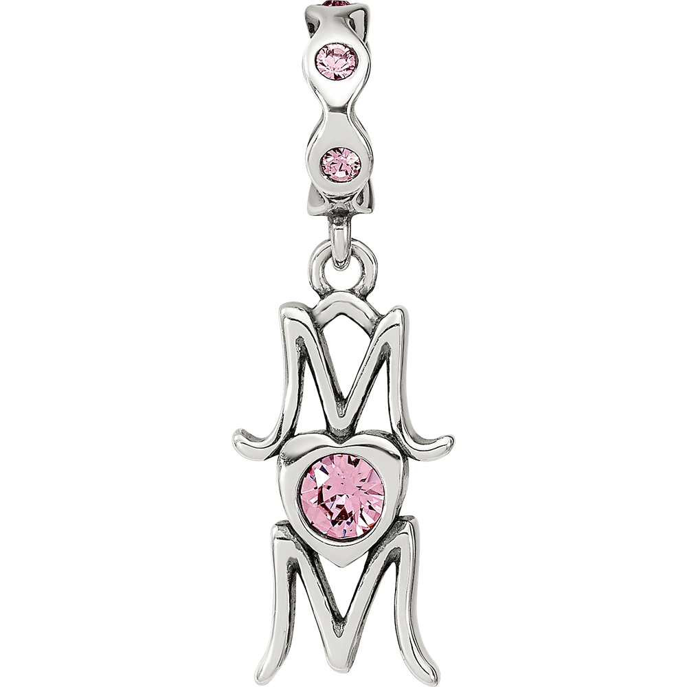 Sterling Silver Reflections Crystals MOM Dangle Bead