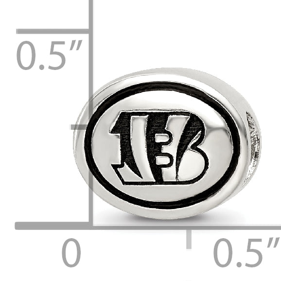 Sterling Silver Antiqued Cincinnati Bengals NFL Bead Size: 10MM X 11MM