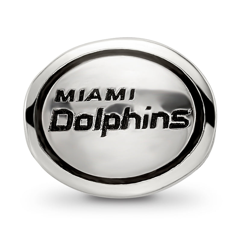 Sterling Silver Antiqued Miami Dolphins NFL Bead Size: 10MM X 11MM
