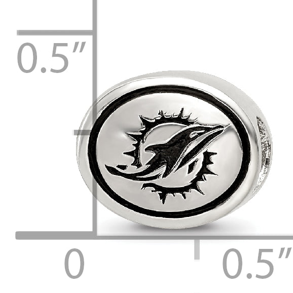 Sterling Silver Antiqued Miami Dolphins NFL Bead Size: 10MM X 11MM