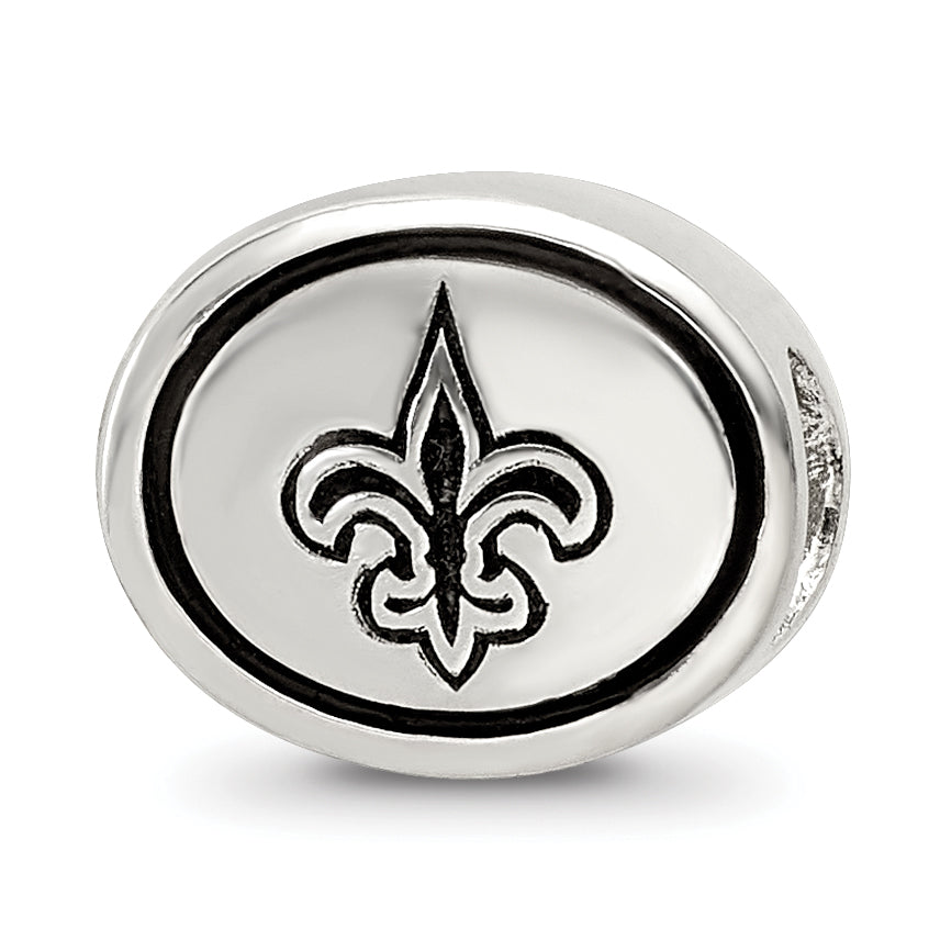 Sterling Silver Antiqued New Orleans Saints NFL Bead Size: 10MM X 11MM