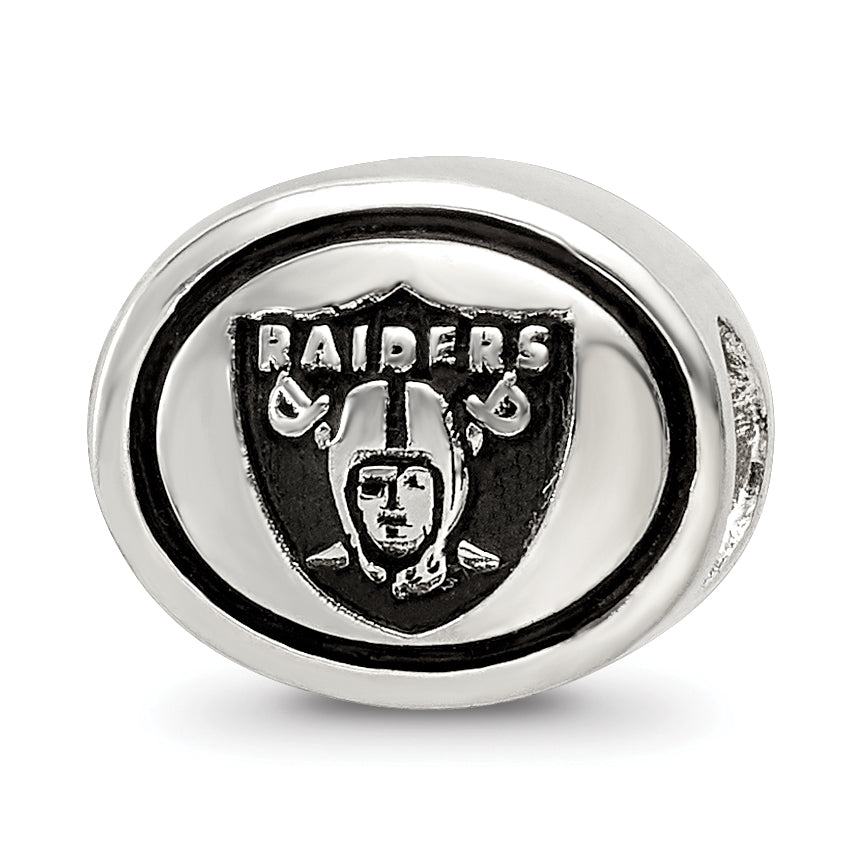 Sterling Silver Antiqued Oakland Raiders NFL Bead Size: 10MM X 11MM