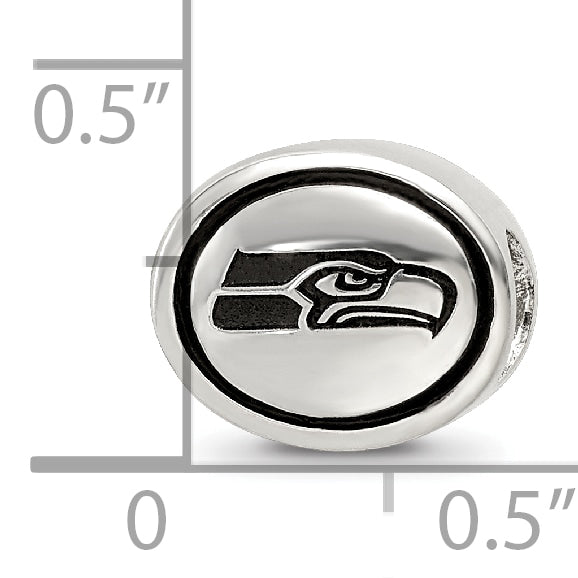 Sterling Silver Antiqued Seattle Seahawks NFL Bead Size: 10MM X 11MM