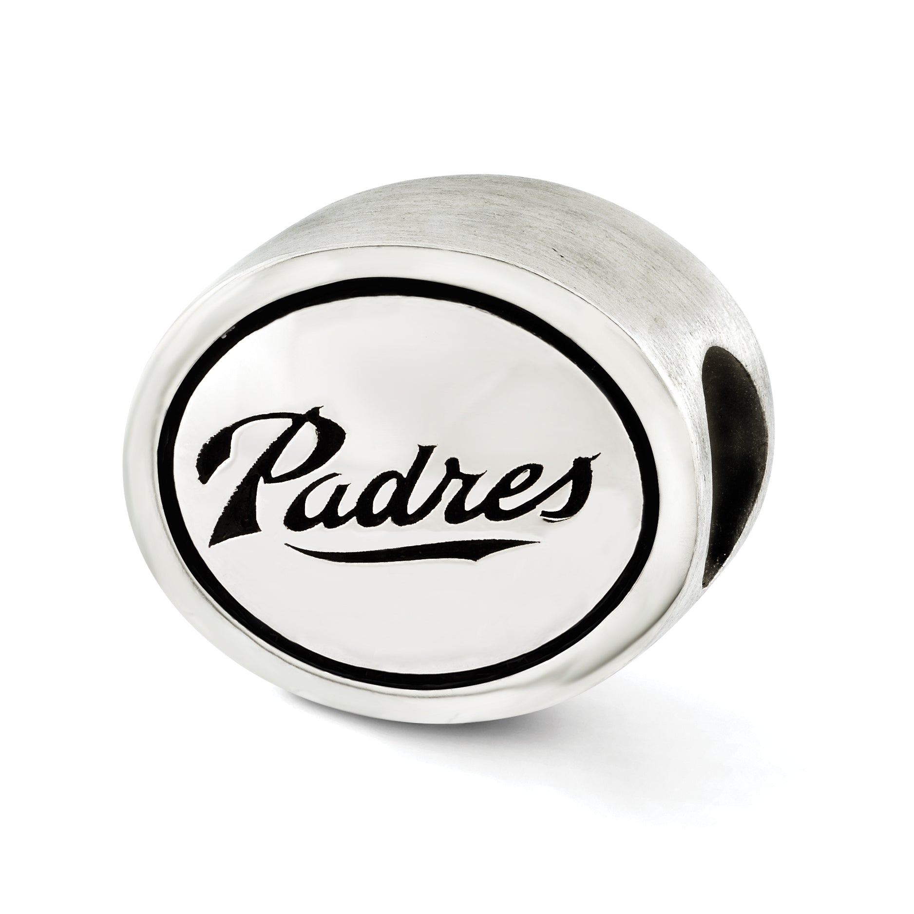 Sterling Silver MLB Siskiyou Buckle Antiqued San Diego Padres Bead Size: 10MM X 11MM